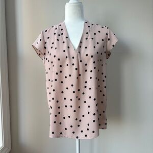 Halogen Women’s Pink Polka Dot V-Neck Cap Sleeve Blouse